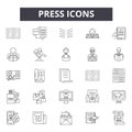 Press line icons, signs, vector set, outline illustration concept Royalty Free Stock Photo