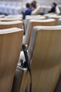 Press microphone in a conference room Royalty Free Stock Photo