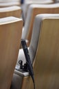 Press microphone in a conference room Royalty Free Stock Photo