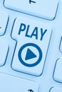 Press Play Button listening music movie internet blue computer w Royalty Free Stock Photo