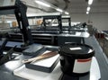 Press printing - Offset machine. Printing technique where the inked image is transferred from a plate to a rubber blanket, then to Royalty Free Stock Photo