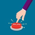 Press the red run button. Startup concept. vector Royalty Free Stock Photo