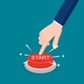 Press the red start button. startup concept vector Royalty Free Stock Photo