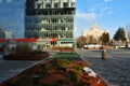 Press Square with City Gate Towers Royalty Free Stock Photo