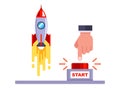 press the start button and launch a rocket into space. Royalty Free Stock Photo