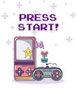 Press start retro videogame