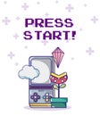 Press start retro videogame