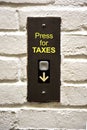 Press for taxes decrease text on elevator panel