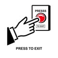 Press to exit icon. Finger pressing to exit button isolated on background Royalty Free Stock Photo