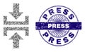 Press Vertical Direction Recursive Composition of Press Vertical Direction Icons and Scratched Press Round Guilloche