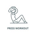 Press workout vector line icon, linear concept, outline sign, symbol Royalty Free Stock Photo