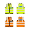 Press yellow media jacket vest vector journalist mockup reflector uniform illustration template press sign. Royalty Free Stock Photo