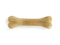 Pressed bone shaped Teether for dog puppies isolated on white background. Close up. Pet Dog Toy Teether, Molar Teeth Cleaner,