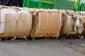 Pressed boxes made of cardboard wooden pallet to recycle waste paper recycling Royalty Free Stock Photo