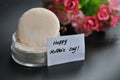 Pressed powder with Mothers day card Royalty Free Stock Photo