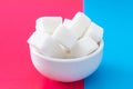 Pressed sugar cubes in a ceramic Cup Royalty Free Stock Photo