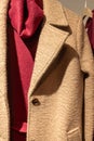 pressed wool coat hung in a clothing store Royalty Free Stock Photo