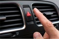 Presses the emergency stop button in the car Royalty Free Stock Photo