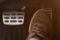 Pressing accelerator car pedal Royalty Free Stock Photo