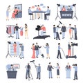 Pressman And Operator Icon Set Royalty Free Stock Photo