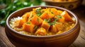 Pressure Cooker Sweet Potato Curry Generative AI Royalty Free Stock Photo