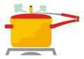 Pressure cooker, vector yellow and red icon