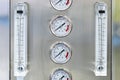 Pressure dial gauge and rotameter measuring device for measure pressure quantification and volumetric flow rate of liquid or fluid