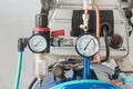 Pressure gauge and air filter regulator Royalty Free Stock Photo
