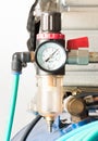 Pressure gauge and air filter regulator Royalty Free Stock Photo