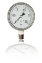 Pressure gauge in BAR unit,bourdon tube type isolate on white with clipping path Royalty Free Stock Photo