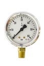 Pressure gauge in BAR unit,bourdon tube type isolate on white with clipping path