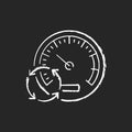 Pressure gauge chalk white icon on black background Royalty Free Stock Photo