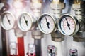 Pressure gauge, fittings and valve, pipes and adapters. Plumbing fixtures Royalty Free Stock Photo