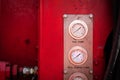 Pressure gauge of hydraulic engine dashboard panel. Royalty Free Stock Photo