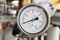 Pressure gauge in oil and gas operation. Royalty Free Stock Photo