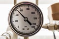 Pressure gauge read forty psi in oil and gas operation. Royalty Free Stock Photo