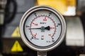 Pressure gauge in oil and gas operation. Royalty Free Stock Photo