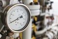 Pressure gauge in oil and gas operation. Royalty Free Stock Photo