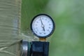 Pressure gauge on water well showing 45 psi