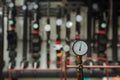 Pressure gauges in the cooling engine room.