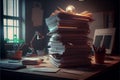 Pressure of paperwork. Giant stack of paper documents. Royalty Free Stock Photo