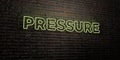 PRESSURE -Realistic Neon Sign on Brick Wall background - 3D rendered royalty free stock image