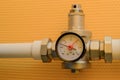 Pressure reducer with manometer Royalty Free Stock Photo