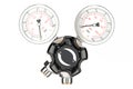 Pressure regulator with reducing valve, front view. 3D rendering