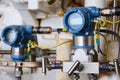 Pressure transmitter in oil and gas process , send signal to controller and reading pressure in the system Royalty Free Stock Photo