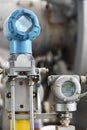Pressure transmitter in oil and gas process, Send signal to controller and reading pressure in the system, Electronic transducer a Royalty Free Stock Photo