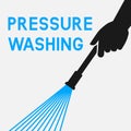 Pressure washing. Hands with Spray Gun