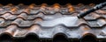 Pressure Washing Tile Roof Cleaning, Roof Cleaning, Tile Roof Royalty Free Stock Photo