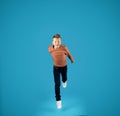 Preteen Boy Jumping In Air And Looking At Camera Royalty Free Stock Photo