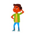 Preteen Boy Thinking For Solving Problem Vector Royalty Free Stock Photo